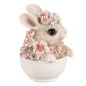 Preview: Hase in Tasse Blumenkleid rosa 25cmH